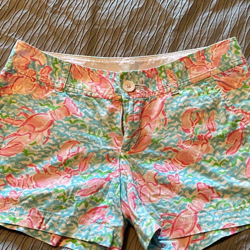 Lilly Pulitzer Pink and Green Crab Print Shorts
